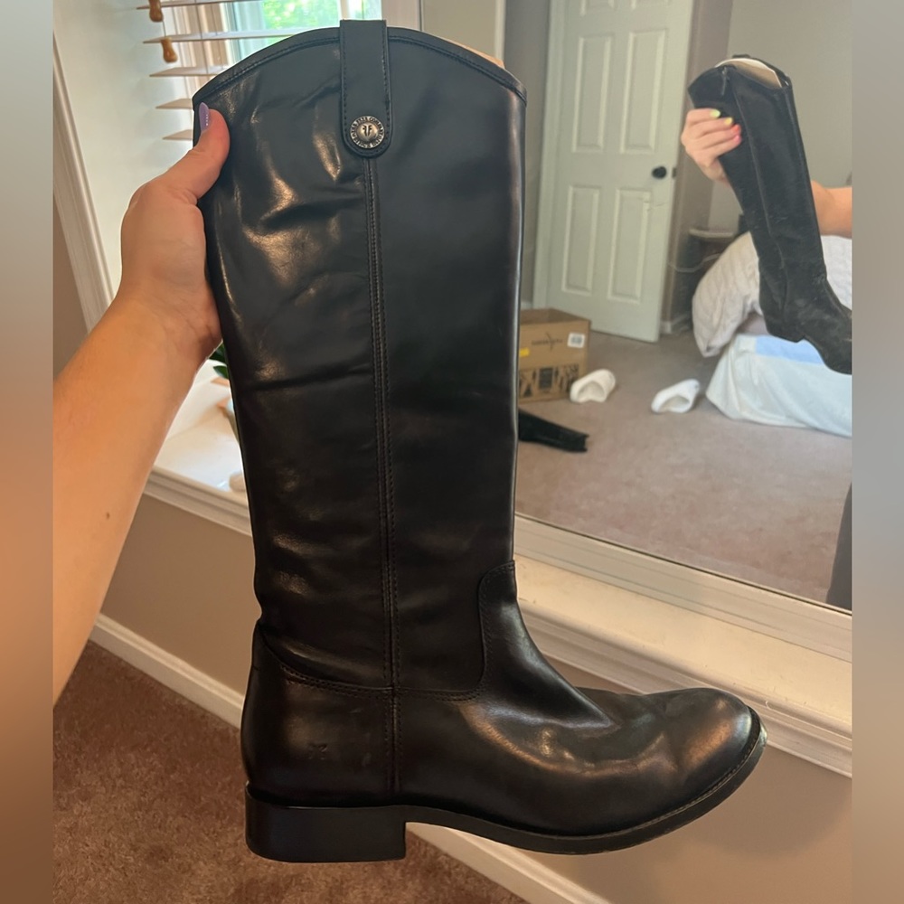 FRYE TALL BLACK BOOTS size 8